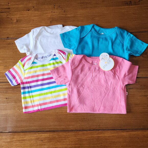 Little Star Organic Baby Girl 4 Pk Short Sleeve Bodysuits/Onesie Size 18M NWT - Picture 1 of 11